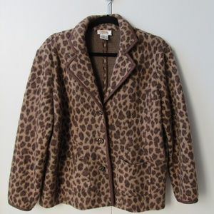 Talbots Merino Wool Leopard Animal Print Blazer